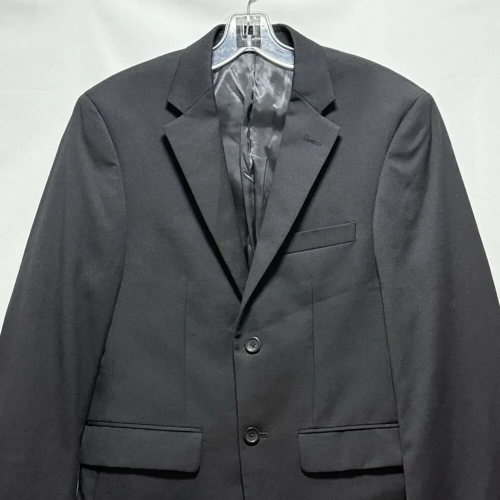 Pronto Uomo Platinum Men’s 100% Wool Black Suit 36 Short